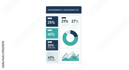 Visualizing Environmental Governance KPIs: A digital dashboard illustration with data charts for sustainability reporting.