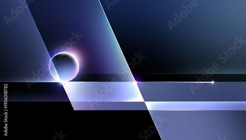 A futuristic abstract image with glowing lines and a sphere in a dark background