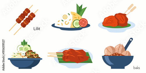 Indonesian Fried Rice Nasi Goreng Vector Illustration