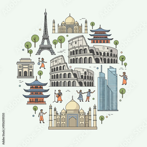 Global Landmarks Collage: Travel Destinations Around the World