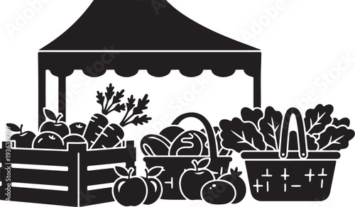 Fresh produce stand with vegetables and fruits on display