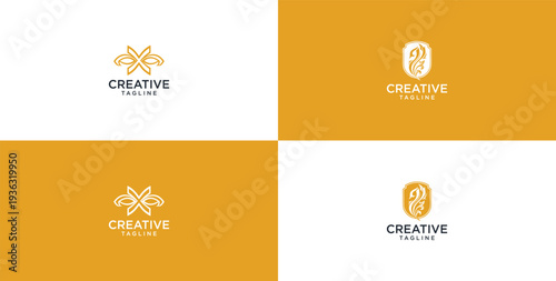 simple ornamental logo. monochromatic look gives style