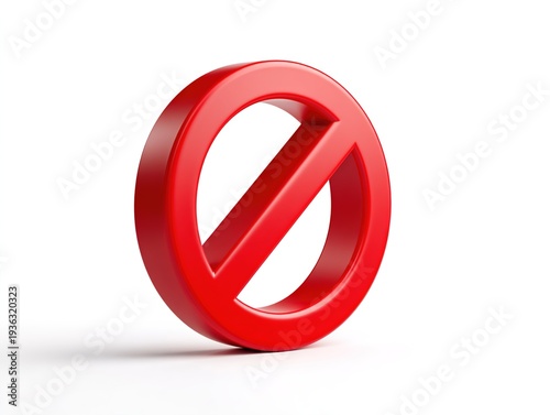 Prohibition Sign 3D Icon – No Entry, Forbidden, Restriction Symbol