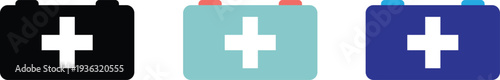 First aid kit icons in different colors isolated on transparent background
