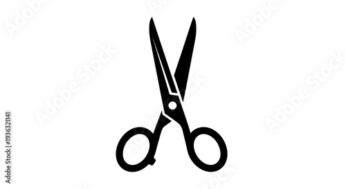 A simple, yet clear, black silhouette icon of an open pair of scissors, representing the actions of cutting, crafting, or editing.
