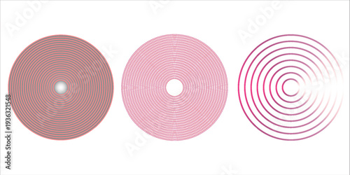 Pain red circles. Pain localization sign and pain pointings. Red rings. Sonar waves. Set of radar icons. Symbols for medical design. Vector illustration.