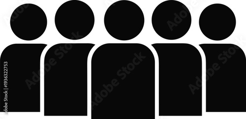 Silhouette group of people standing together, simple human figures vector illustration collection for community, teamwork, and social design projects