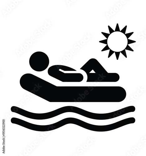 A person enjoying a relaxing day at the beach under the sun. isolated on white background, Vector, illustration