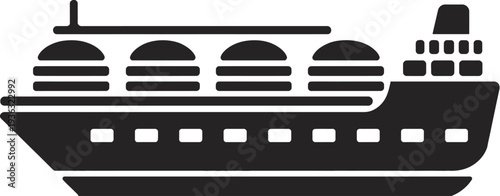 A large cargo ship sailing on calm waters with a clear sky in the background. isolated on white background, Vector, illustration