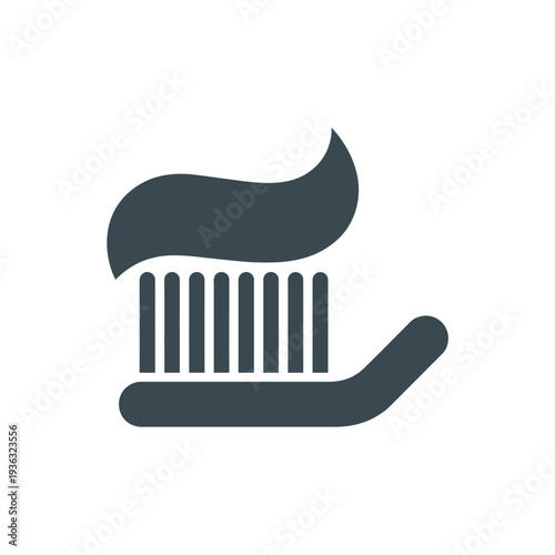 A stylized icon of a toothbrush with a curved handle and bristles. isolated on white background, Vector, illustration