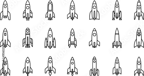 Rocket Icons Set - Space Exploration and Futuristic Vehicles