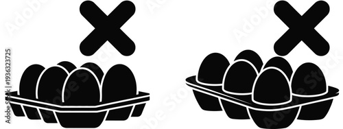 Two crossed out groups of people sitting at tables with laptops. isolated on white background, Vector, illustration