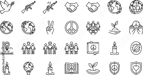 Peace and Harmony Icons: Dove, Globe, Hands, Candles  More