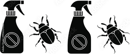 Three different types of pest control products, including a spray, a bomb, and a fogger. isolated on white background, Vector, illustration