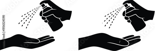 Two hands holding a shower head with water droplets falling down. isolated on white background, Vector, illustration