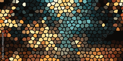 Vibrant Abstract Mosaic Pattern with Geometric Stained Glass Effect.