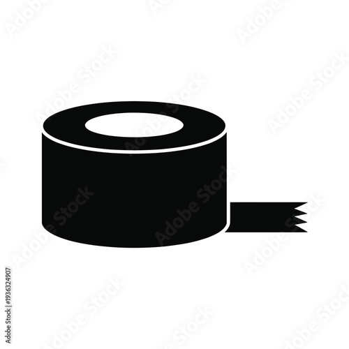 A black spool of thread with a long tail extending from its base. isolated on white background, Vector, illustration
