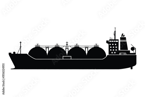 Large cargo ship loaded with containers sailing on calm sea waters. isolated on white background, Vector, illustration