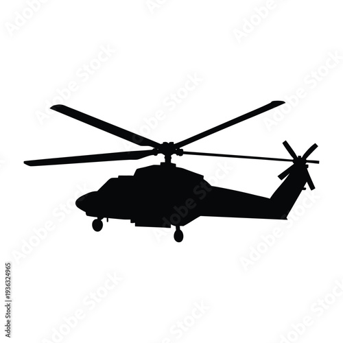 Military Helicopter Dual Rotor Silhouette Vector 