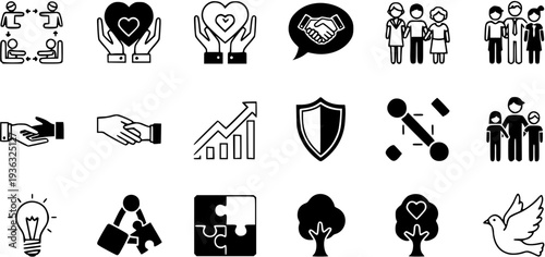 Collection of Social, Business, and Abstract Concept Vector Icons