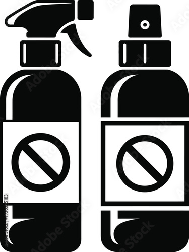 Two spray bottles with no symbols on them, indicating they are safe to use. isolated on white background, Vector, illustration