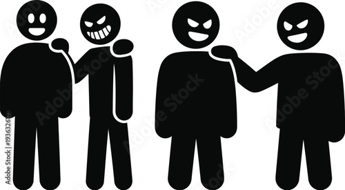 A group of people with different expressions and one holding a handbag isolated on white background, Vector, illustration