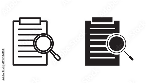 Document icon set. File, page, form, report, search, list, editable
