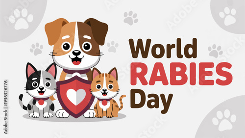 Cute dogs celebrate world rabies day with a heart shield