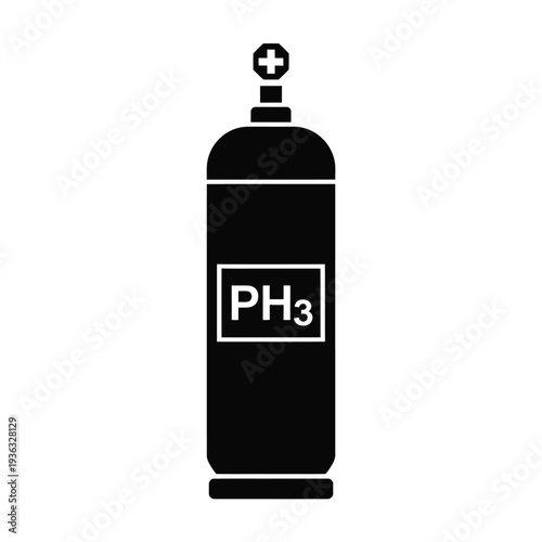 A black and white illustration of a propane gas cylinder with a safety valve. isolated on white background, Vector, illustration