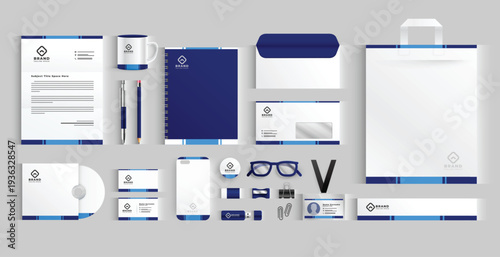 Modern business card template and business card set featuring a vector web UI design with mobile interface elements and a site menu button for an infographics page