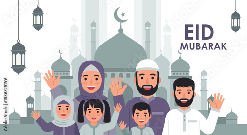 Muslim Family Celebrating Eid Celebration Together.