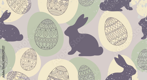 Rabbit Silhouettes in Easter Pattern Focus.