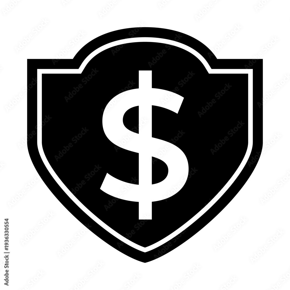 Obraz premium Dollar Shield Financial Protection Security Symbol