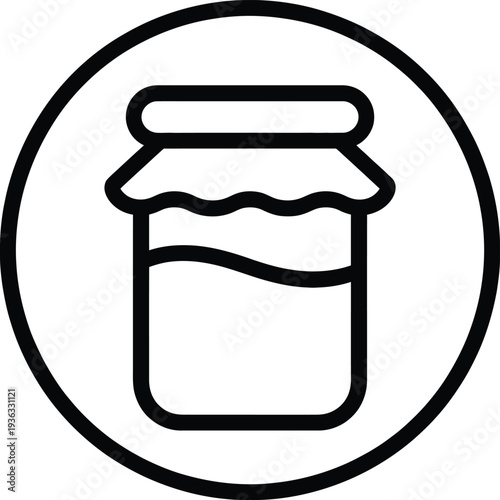 A jar of homemade jam with a white lid and a checkered pattern on the label. isolated on white background, Vector, illustration