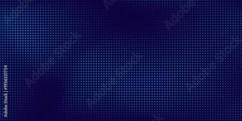 Abstract light blue dots on dark blue background. Dynamic waves mesh texture. Modern cyber concept