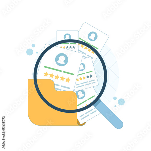 Modern flat infographic of human resource management, job interviews, recruitment agency, candidate selection, hiring process, vector illustration for business, HR, and staffing concept.