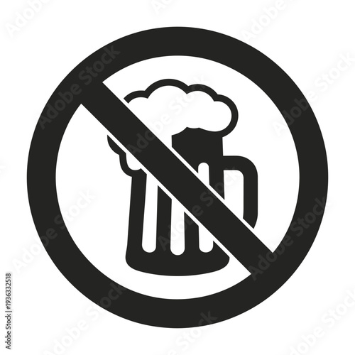 A sign indicating that drinking beer is not allowed in this area. isolated on white background, Vector, illustration