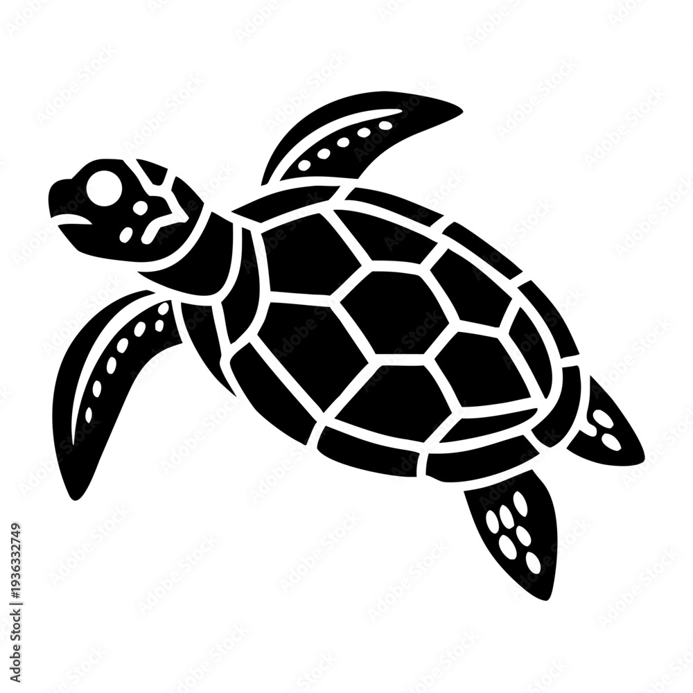 Fototapeta premium sea turtle silhouette icon illustration for marine wildlife ocean conservation and aquatic design