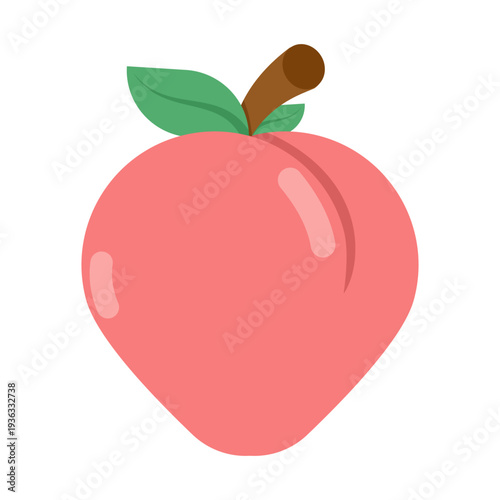 Vector illustration of heart-shaped peach, vegetarian fruit, health care, nutritious diet, wellness, organic food concept, modern flat vector design for healthy lifestyle and nutrition.