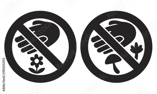 Two identical signs with a crossed-out knife and fork indicating no eating or drinking isolated on white background, Vector, illustration