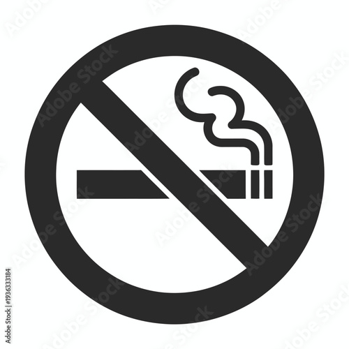 No smoking sign with a cigarette crossed out in a circle isolated on white background, Vector, illustration