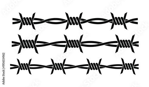 Barbed wire fence for security or boundary concepts