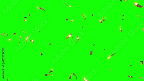 Wallpaper Mural Shiny golden metallic confetti constantly falling down across the bright green screen during celebration motion footage Torontodigital.ca