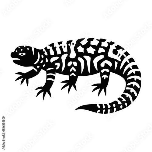gila monster silhouette icon illustration for reptile wildlife desert predator and nature design