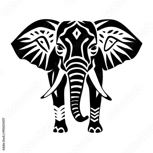 african elephant silhouette icon illustration for wildlife safari strength and nature design