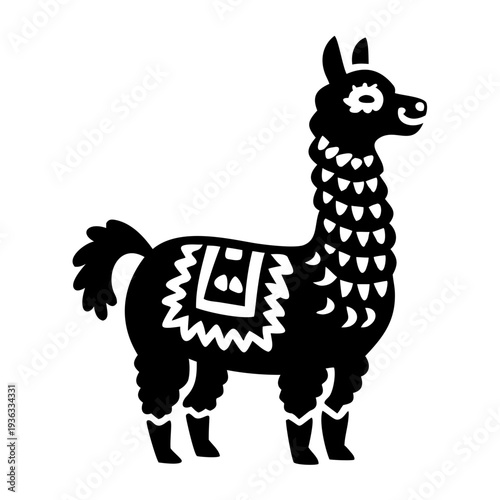 alpaca silhouette icon illustration for farm animal south american livestock and nature design