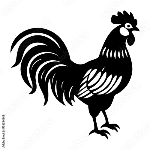 rooster silhouette icon illustration for farm animal poultry agriculture and rural design