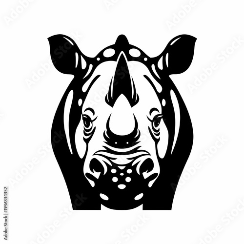 black rhino silhouette icon illustration for wildlife africa safari strength and nature design