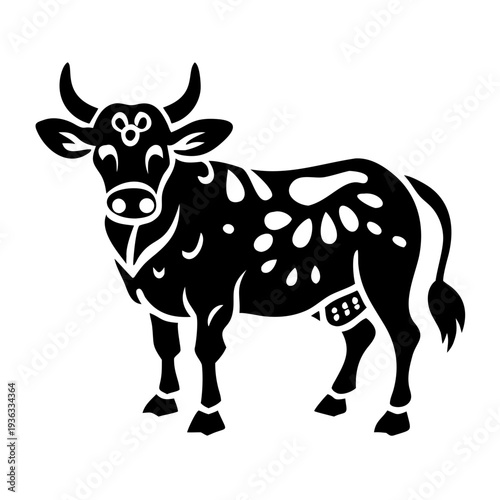 ox silhouette icon illustration for farm animal agriculture livestock and rural design