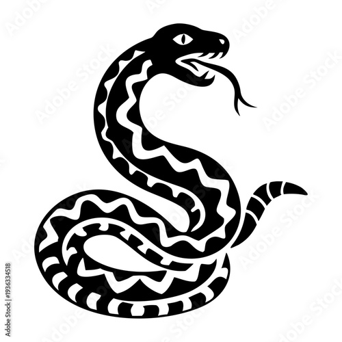 viper snake silhouette icon illustration for wildlife reptile danger and nature design
